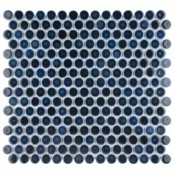 Deals ๐ Merola Tile Hudson Penny Round Midnight 12" X 12-5/8" Porcelain Floor And Wall Mosaic Tile โค๏ธ