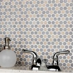 Best deal β€οΈ Merola Tile Hudson Penny Round Matte Cookies And Cream 12" X 12.63" Porcelain Mosaic Tile π