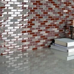 Best reviews of 😉 Merola Tile Tessera Subway Bordeaux 10.75" X11.75" Glass And Stone Mosaic 🧨