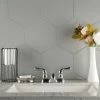 Outlet ✔️ Merola Tile Textile Hex Silver 8.63" X 9.86" Porcelain Floor And Wall Tile 💯