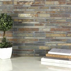 Deals 👍 Merola Tile Crag Grand Piano Sunset Slate 12" X 12" X 10 Mm Natural Stone Mosaic Tile (5 Tiles/5.11 Sqft.) - CASE 🎉