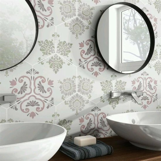 Best reviews of β Merola Tile Fantasy Hex Pink Encaustic 8.63" X 9.86" Porcelain Floor And Wall Tile β - Image 6