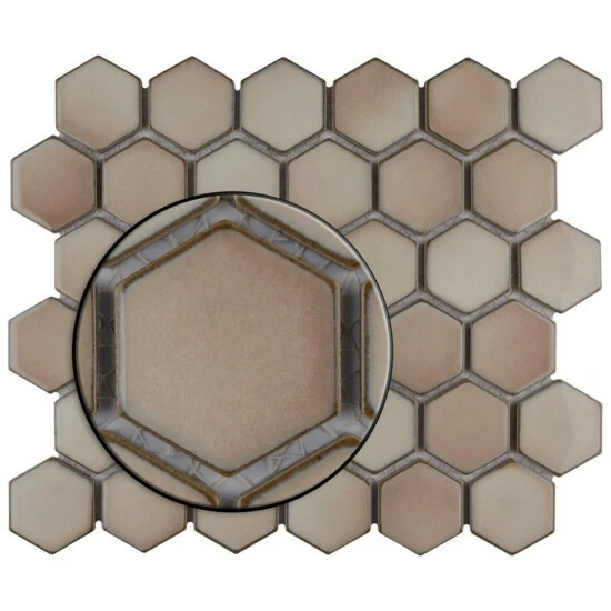 Coupon π€© Merola Tile Hudson 2" Due Hex Truffle 12.5" X 11.25" Porcelain Mosaic Tile π€© - Image 3