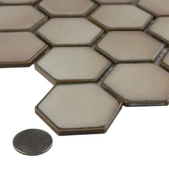 Coupon π€© Merola Tile Hudson 2" Due Hex Truffle 12.5" X 11.25" Porcelain Mosaic Tile π€© - Image 4