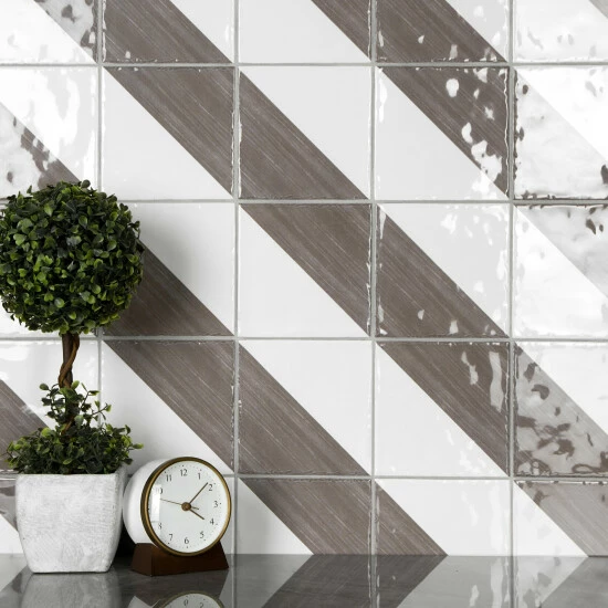 New β Merola Tile Triangle Rustique Glossy Brown 6" X 6" Ceramic Wall Tile π