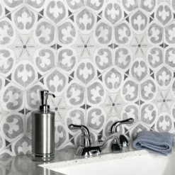 Deals โญ Merola Tile Mazzo Hex Deco Pinwheel 8.5" X 9.75" Porcelain Floor And Wall Tile โ