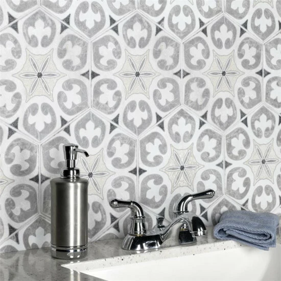 Deals β Merola Tile Mazzo Hex Deco Pinwheel 8.5" X 9.75" Porcelain Floor And Wall Tile β