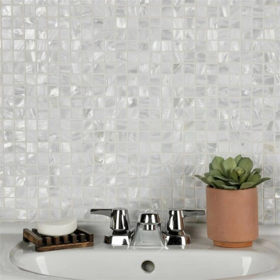 Brand new π Merola Tile Conchella Square White 12" X 12" Natural Seashell Mosaic Tile β