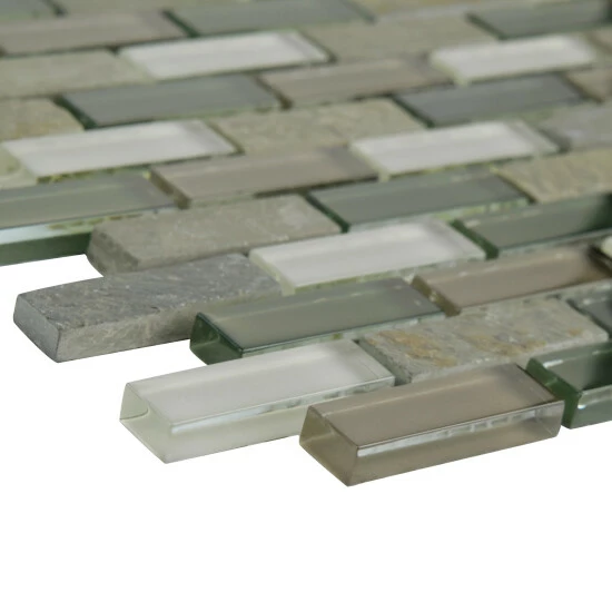 Deals β Merola Tile Tessera Subway Stonehenge 10.75" X 11.75" Glass And Stone Mosaic Tile π - Image 3