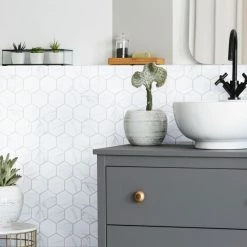 Promo 👏 Merola Tile Carrione Super Hex Matte Carrara 10" X 11-1/2" Porcelain Marble Look Tile ⌛