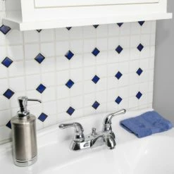 Discount 🔥 Merola Tile Oxford Matte White With Cobalt Dot 11.5" X 11.5" Porcelain Mosaic Tile 🧨