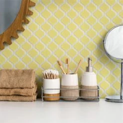 Promo 👏 Merola Tile Hudson Tangier Vintage Yellow 12.38" X 12.5" Porcelain Mosaic Tile ⌛