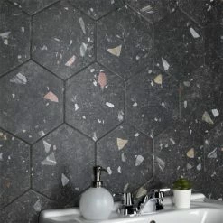 Deals π₯° Merola Tile Sonar Hex Black 8-5/8" X 9-7/8" Porcelain Floor And Wall Tile π₯