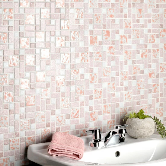 Cheapest ❤️ Merola Tile Academy Pink 11.75" X 11.75" Porcelain Mosaic Tile ⭐ 1 Cheapest ❤️ Merola Tile Academy Pink 11.75" X 11.75" Porcelain Mosaic Tile ⭐