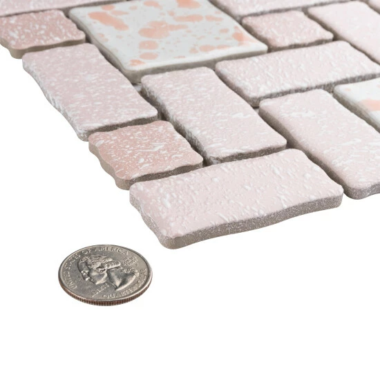 Cheapest ❤️ Merola Tile Academy Pink 11.75" X 11.75" Porcelain Mosaic Tile ⭐ 3 Cheapest ❤️ Merola Tile Academy Pink 11.75" X 11.75" Porcelain Mosaic Tile ⭐ - Image 3