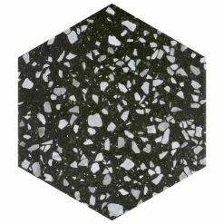 Coupon ⌛ Merola Tile Venice Hex Black 8.63" X 9.86" Porcelain Floor And Wall Tile 🤩