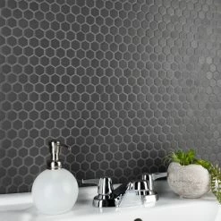 Best reviews of 🛒 Merola Tile Gotham 1" Hex Black 10-1/4" X 11-3/4" X 5 Mm Porcelain Unglazed Mosaic Tile ❤️