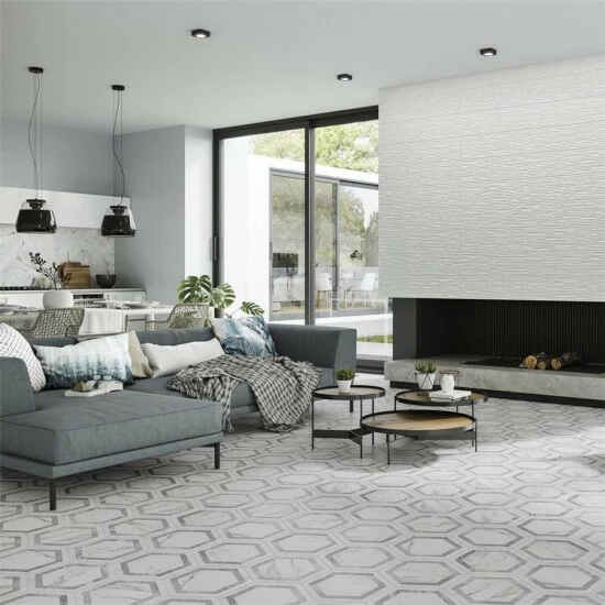 Hot Sale β Merola Tile BioTech Venato Hex Deco Grey 11" X 13" Porcelain Floor And Wall Tile π