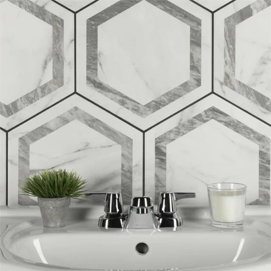 Hot Sale β Merola Tile BioTech Venato Hex Deco Grey 11" X 13" Porcelain Floor And Wall Tile π - Image 8