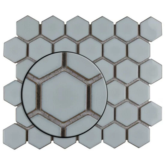 Budget π Merola Tile Hudson Due Hex 2" Silk White 12.5" X 11.25" Porcelain Mosaic Tile π - Image 3