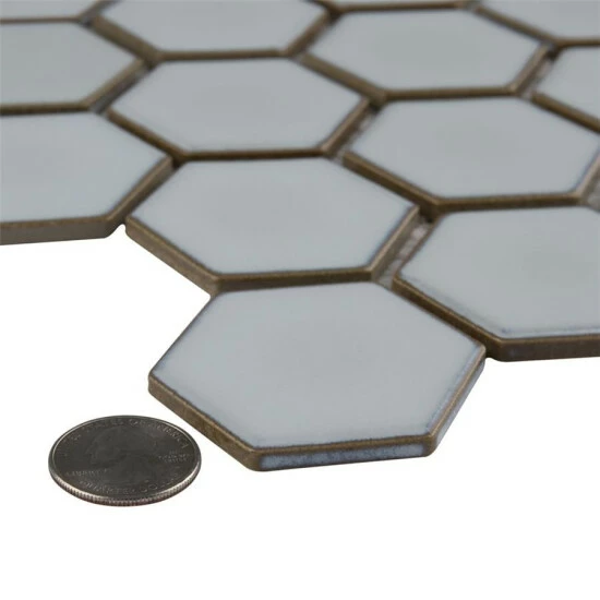 Budget π Merola Tile Hudson Due Hex 2" Silk White 12.5" X 11.25" Porcelain Mosaic Tile π - Image 5