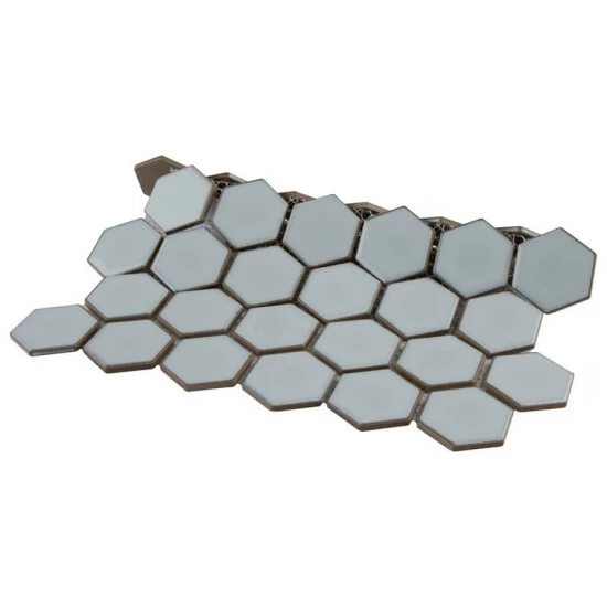 Budget π Merola Tile Hudson Due Hex 2" Silk White 12.5" X 11.25" Porcelain Mosaic Tile π - Image 6