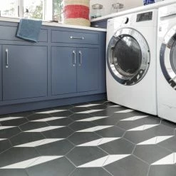 New ✔️ Merola Tile Peak Hex Blanco Encaustic 8.63" X 9.86" Porcelain Floor And Wall Tile ❤️