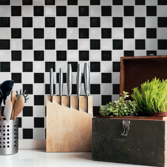 Cheap π€© Merola Tile Metro Quad Checkerboard Glossy Black W/ Cool White 11.75" X 11.75" Porcelain Mosaic Tile β¨