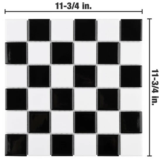 Cheap π€© Merola Tile Metro Quad Checkerboard Glossy Black W/ Cool White 11.75" X 11.75" Porcelain Mosaic Tile β¨ - Image 6