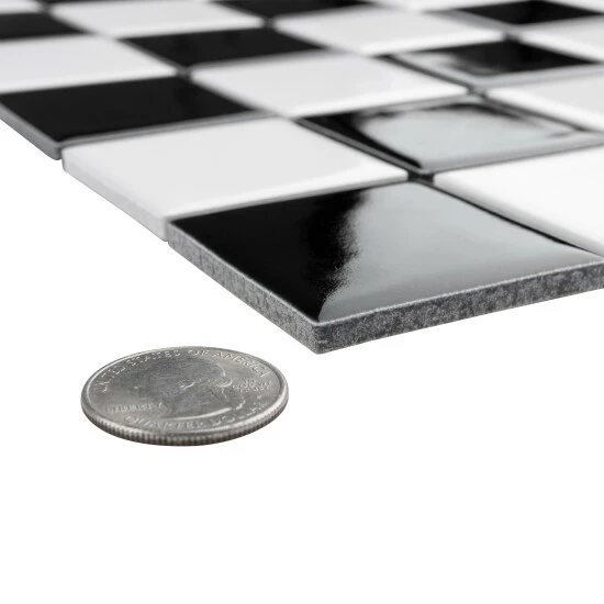 Cheap π€© Merola Tile Metro Quad Checkerboard Glossy Black W/ Cool White 11.75" X 11.75" Porcelain Mosaic Tile β¨ - Image 7