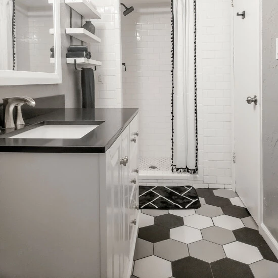 Best Pirce β€οΈ Merola Tile Textile Hex Black 8.63" X 9.86" Porcelain Floor And Wall Tile π 8 Best Pirce β€οΈ Merola Tile Textile Hex Black 8.63" X 9.86" Porcelain Floor And Wall Tile π - Image 8