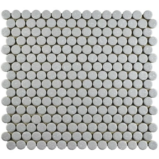 Best deal π Merola Tile Hudson Penny Round Crystalline Grey 12" X 12.63" Porcelain Mosaic Tile π - Image 2