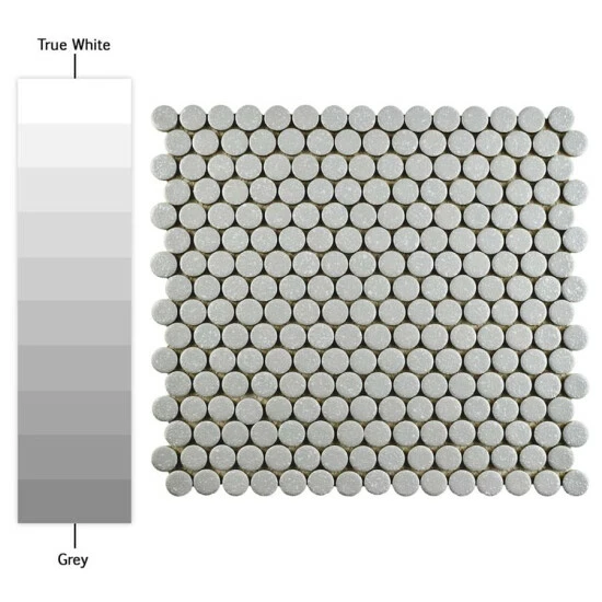 Best deal π Merola Tile Hudson Penny Round Crystalline Grey 12" X 12.63" Porcelain Mosaic Tile π - Image 3