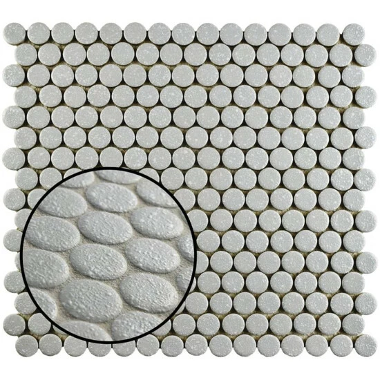 Best deal π Merola Tile Hudson Penny Round Crystalline Grey 12" X 12.63" Porcelain Mosaic Tile π - Image 4