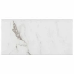 Promo 🤩 Merola Tile Classico Carrara Matte Bullnose 3" X 6" Ceramic Wall Trim Subway Tile - 1 Tile 🛒