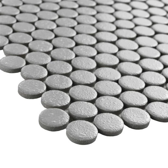 Best deal π Merola Tile Hudson Penny Round Crystalline Grey 12" X 12.63" Porcelain Mosaic Tile π - Image 5