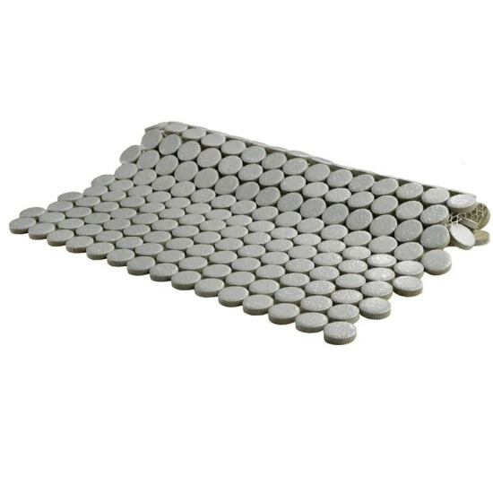 Best deal π Merola Tile Hudson Penny Round Crystalline Grey 12" X 12.63" Porcelain Mosaic Tile π - Image 6