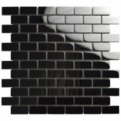 Best reviews of 🔥 Merola Tile Meta Standard Subway Mirrored 11.75" X 11.75" Stainless Steel Metal Over Ceramic Mosaic Tile ⌛