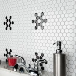 Best reviews of ✨ Merola Tile Metro Hex Glossy White With Black Snowflake 10-1/4" X 11-7/8" Porcelain Mosaic Tile ❤️