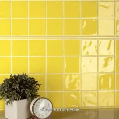 Discount ❤️ Merola Tile Twist Square Yellow Lemon 11.75" X 11.75" Ceramic Mosaic ⌛