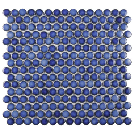 Best reviews of β Merola Tile Hudson Penny Round Glossy Sapphire 12" X 12.63" Porcelain Mosaic Tile π - Image 2