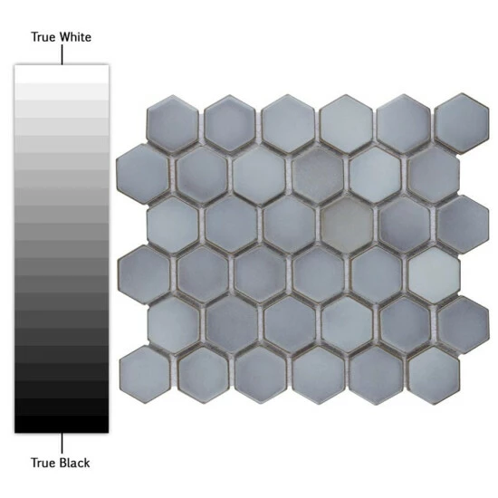 New β Merola Tile Hudson 2" Due Hex 12.5"x 11.25" Grey Eye Porcelain Floor And Wall Mosaic π - Image 4