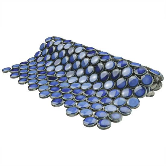 Best reviews of β Merola Tile Hudson Penny Round Glossy Sapphire 12" X 12.63" Porcelain Mosaic Tile π - Image 6