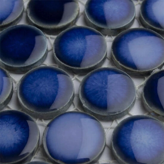 Best reviews of β Merola Tile Hudson Penny Round Glossy Sapphire 12" X 12.63" Porcelain Mosaic Tile π - Image 7