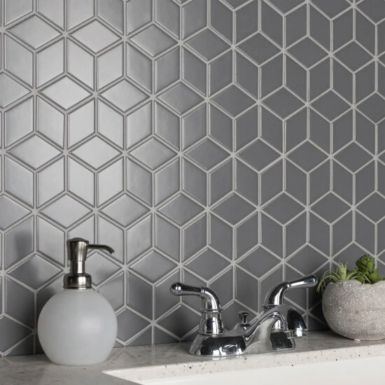 Best reviews of β¨ Merola Tile Metro Rhombus Matte Grey 10.5" X 12.13" Porcelain Mosaic Tile π₯