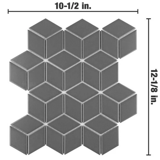 Best reviews of β¨ Merola Tile Metro Rhombus Matte Grey 10.5" X 12.13" Porcelain Mosaic Tile π₯ - Image 5