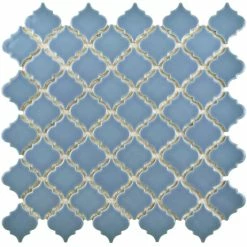 New 👍 Merola Tile Hudson Tangier Light Blue 12.38" X 12.5" Porcelain Mosaic Tile 🥰