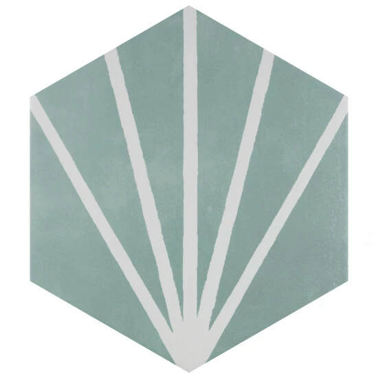 New π Merola Tile Horizon Dusk Hex Aquamarina 7-3/4" X 9" Ceramic Floor And Wall Tile π - Image 2