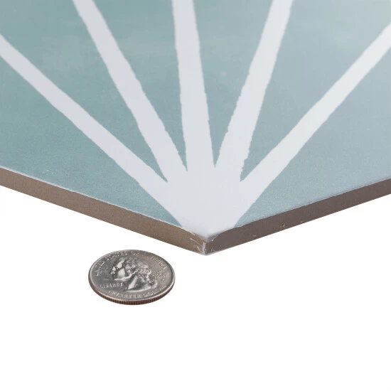 New π Merola Tile Horizon Dusk Hex Aquamarina 7-3/4" X 9" Ceramic Floor And Wall Tile π - Image 3