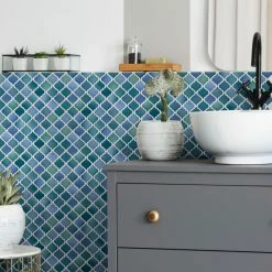 Best Sale 🛒 Merola Tile Hudson Tangier Aquamarine 12-3/8 In. X 12-1/2 In. Porcelain Mosaic Tile - Case (10 Tiles) 👍